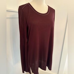VINCE MAROON KNIT LONGSLEEVE TOP